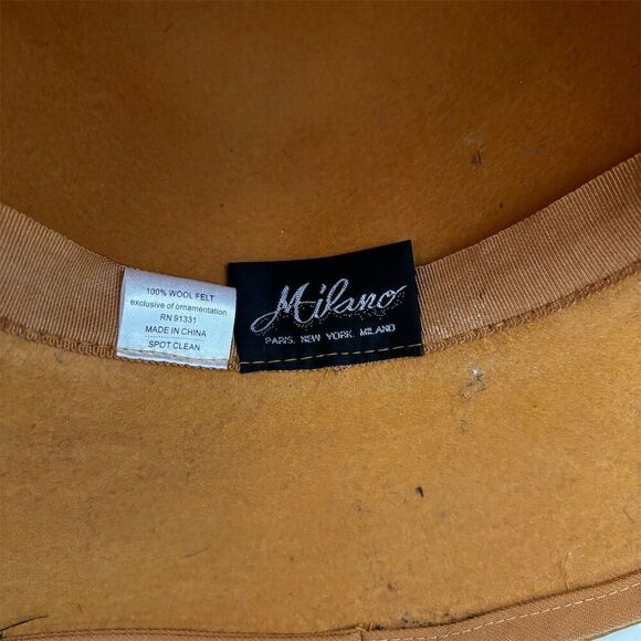 Mikano Vintage Wool Felt Hat Brown Feather Detail Unisex Size 6 7/8 - Picture 6 of 8